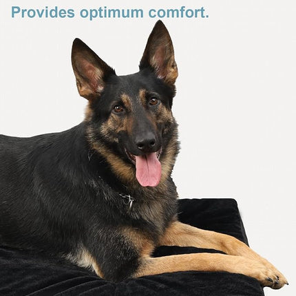 KSIIA Orthopedic Dog Bed Crate Waterproof Pet Mats for Large Dogs Deluxe Plush Washable Pet Bed with Egg Crate Foam & Removable Cover, 41 x 27 Inch, Black