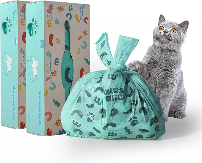 Poop Bags for Dog and Cat with Handle- 360 Counts, Uscented,Corn Starch Blend Extra Thick and Guaranteed Leak Proof Dog Poop Bags and kitty litter Disposal Bags