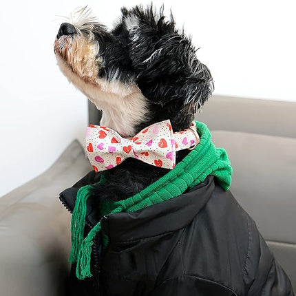 Lionet Paws Valentines Day Dog Collar with Bowtie, Dog Bowtie Collar with Metal Buckle for Dogs and Cats, Adjustable Comfortable Dog Collar Girl Boy Gift，XXS, Neck 7-11 in