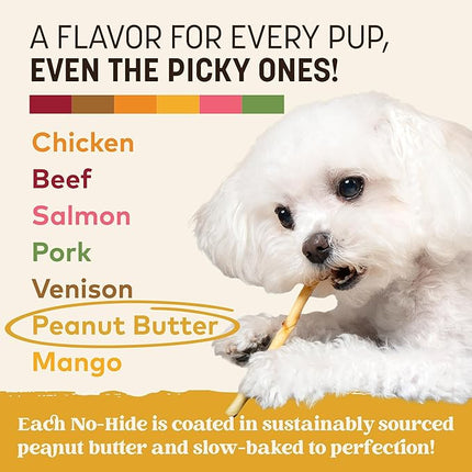 Earth Animal No Hide Stix - Long Lasting Rawhide Free Small Dog Chews Sticks, Peanut Butter - 10 Count