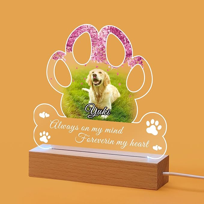 Pet Memorial Gifts for Dogs, Personalized Pet Memorial Night Lights, Dog Memorial Gifts for Loss of Dog, Loss of Dog Sympathy Gift, Dog Bereavement Remembrance Picture Frame (Design-C)