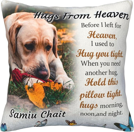 Funnylife Personalized Pet Memorial Throw Pillow with Photo Pet Memorial Gifts for Dogs Cats Loss of Dog Sympathy Gift Dog Bereavement Remembrance Picture Pillow