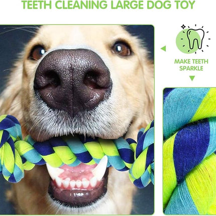 Large Tough Chew Toys for Aggressive Chewers Large Breed,Heavy Duty Dental Rope Toys Kit for Medium Dogs,5 Knots Indestructible Cotton Puppy Teething Chew Tug Toy Set of 9