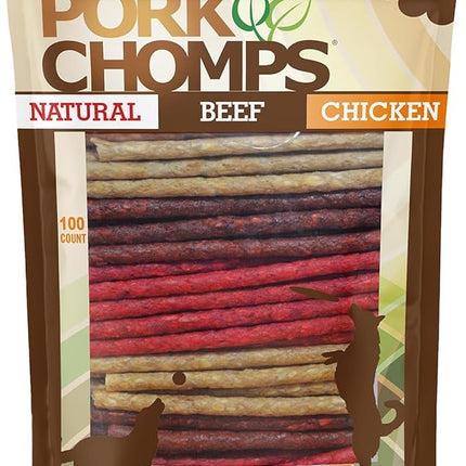 Pork Chomps Dog Chews, 5-inch Munchy Sticks, Assorted Flavors, 100 Count