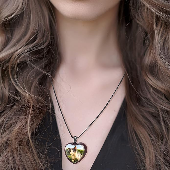 Farfume Personalized Pet Urn Necklace for Dog Cat Ashes Cremation Pet Memorial Customized Photo Text Engraving Pendant Keepsake Funeral Jewelry