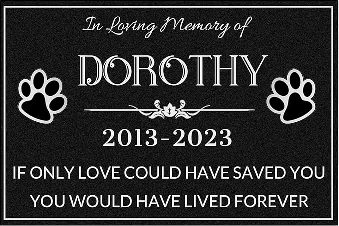 Dog Headstone,Memorial Stone,Black Granite Memorial Garden Stone Engraved with Photo,Pet Headstones Personalized Pet Memorial Stones for Dog,Cat Tombstone (Memorial Garden Stone)