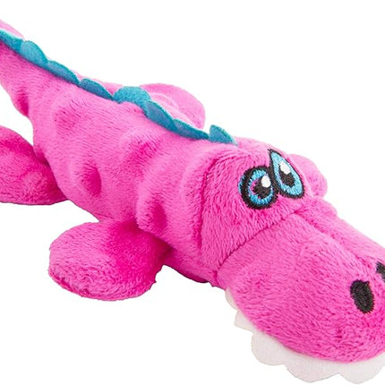 goDog Just For Me Gators Squeaky Plush Dog Toy, Chew Guard Technology - Pink, Mini