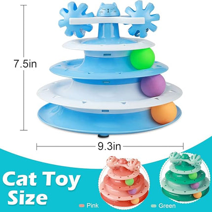 UPSKY Cat Toy Roller 4-Level Turntable Cat Toy Balls with Three Colorful Balls and Bell Ball X Turntable Interactive Kitten Fun Mental Physical Exercise Puzzle Toys.