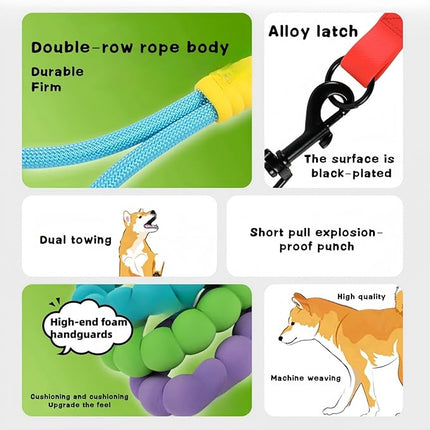 Hands Free Dog Leash Dual Handle, Wearable Leashes for Dog, Padded Waist Belts and Rotating Metal Clip,for Small Medium Large Dogs (18+ lbs) Walking Training Running (Yellow-Orange, 5.5 FT)