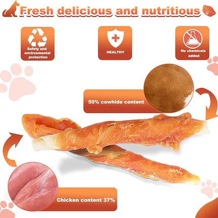 Puppy Training Snacks Dog Chews Treats Chicken Wrapped White Rawhide Sticks 0.5lb