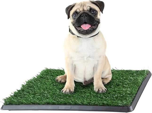 Artificial Grass Puppy Pee Pad for Dogs and Small Pets - 16x20 Inch, Reusable 3-Layer Potty Training Pad with Tray - Dog House and Pet Supplies by PETMAKER