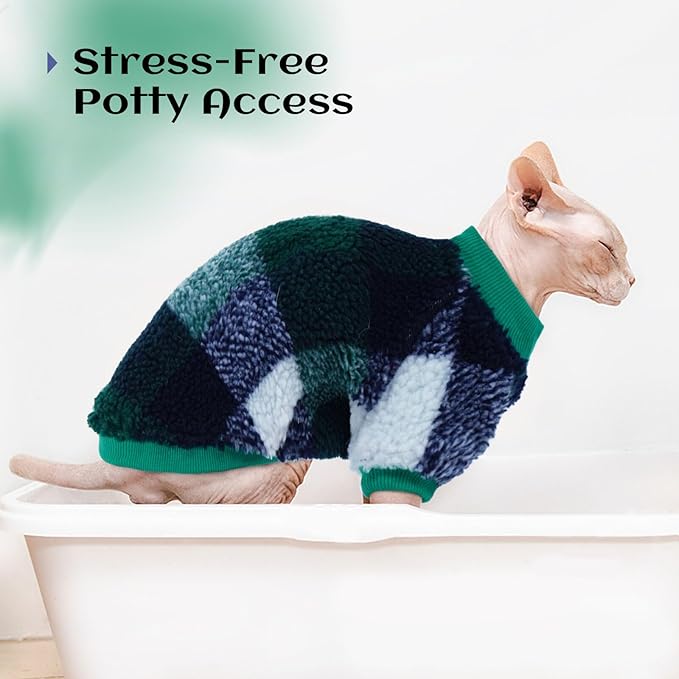 Cat Clothes -2 Legged Pullover Cat Sweater Soft Warm Pet Apparel Kitten Clothes for Kittens Only Elastic, Green XL