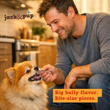 Jack&Pup Bully Bites for Dogs (1 lb. Bag), Small Bully Sticks for Small Dogs, 1-3 Inch Dog Chews for Puppies, Seniors and Smaller Dogs