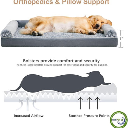 BFPETHOME Dog Beds for Large Dogs, Orthopedic Dog Bed for Medium Large Dogs,Big Waterproof Couch Pet Bed with Removable Washable Cover