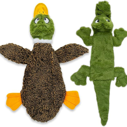 Best Pet Supplies Squeaky Dog Toys with Soft Durable Fabric for Small, Medium and Large Pets Interactive Toy for Indoor Play, Supports Active Biting and Play - 1Wild Duck, Alligator, Large