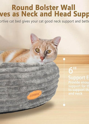 Cat Bed, Cat Bed for Indoor Cats, 20’’ Donut Cat Bed for Cats and Small Dogs, Washable Round Pet Bed, Indoor Use
