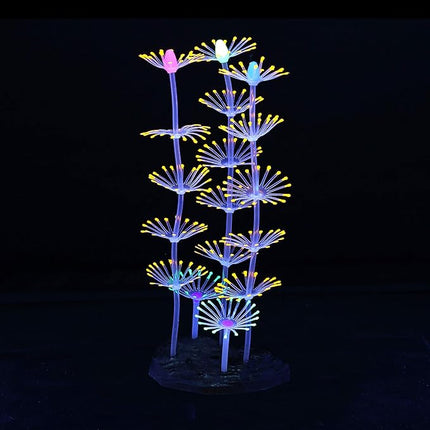 Glowing Fish Tank Decorations Plants, 4 pcs Glow Aquarium Decorations, Glowing Coral Plant Ornaments Lotus Kelp and Anemone