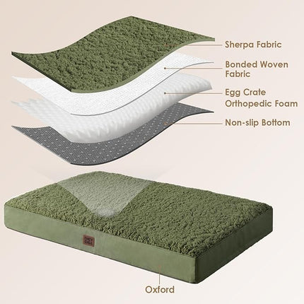 EHEYCIGA Orthopedic XXL Dog Beds for Jumbo Dogs with Removable Washable Cover,Dark Green, 50x36