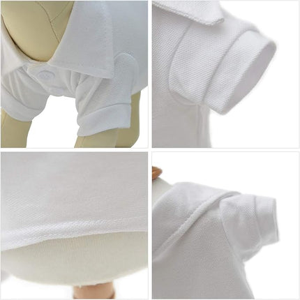 lovelonglong Basic Dog Polo Shirts Premium Cotton, Polo T-Shirts for Large Medium Small Dogs with a Two-Button Collar Blank Color White XXXL