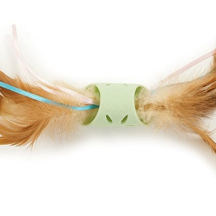 SmartyKat Flutter Roller Feather & Ribbon Chase Cat Toy - Green, One Size