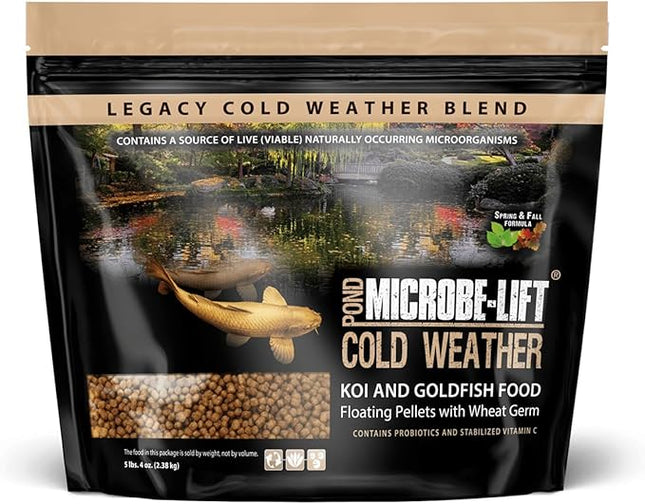 MICROBE-LIFT MLLWGLG Cold Weather Floating Fish Food Pellets with Wheat Germ for Ponds, Water Gardens, and Fountains, for Live Goldfish and Koi, 5.25 Pounds