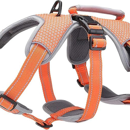 BELPRO Multi-Use Support Dog Harness, Escape Proof No Pull Reflective Adjustable Vest with Durable Handle, Dog Walking Harness for Big/Active Dogs (Orange, S)