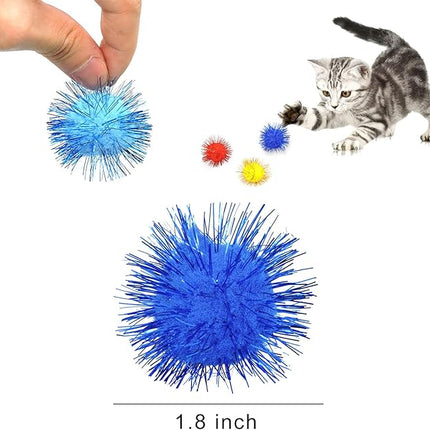 Andiker Cat Crinkle Balls, 2.36 Inches Colorful Cat Ball Chew and Chase Kitten Mylar Crinkle Balls Lightweight Cat Toys for Indoor Cats Kitten to Keep Fit and Active (100pc)