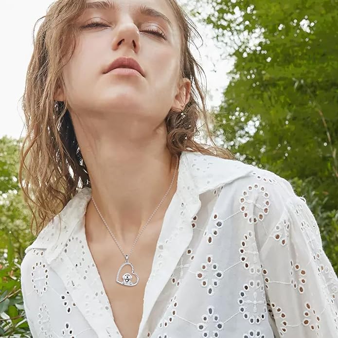 VONALA French Bulldog Guinea Pig Fox Sloth Necklace 925 Sterling Silver Cute Animal Heart Pendant Jewelry Gifts for Women