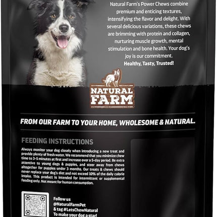 Natural Farm Power Bully Sticks Dog Chews (12”, 12-Pack), 2-in-1 Power Chews: Premium Beef Cheek Wrapped in Beef Pizzle, Double Chewing Time, Great Dog Dental Treats, for Small, Medium & Large Dogs