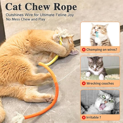 Retro Shaw Cat Chew Toys Ropes 3Pcs with Natural Catnip & Silvervine, Cat Nip String Toy, Interactive Kicker Safe Teeth Cleaning Kitten Toys for Indoor Cats Kitty, 23.6 Inches