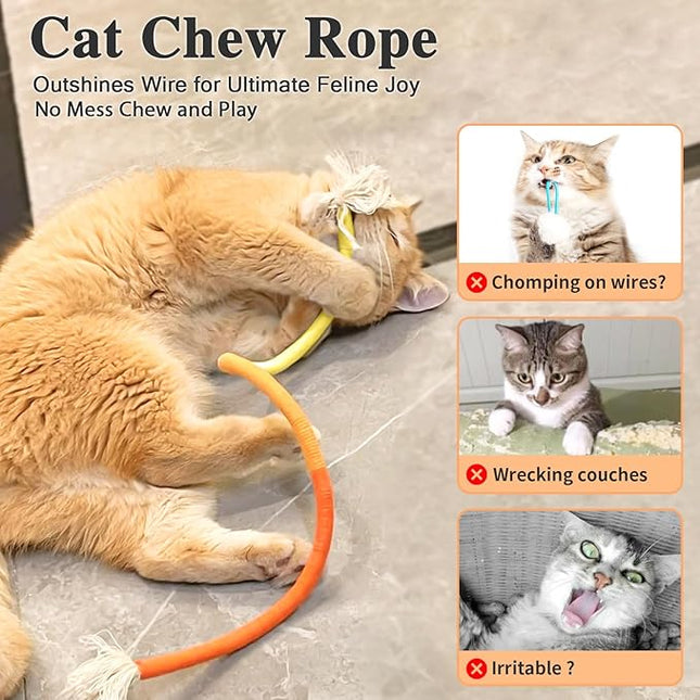 Retro Shaw Cat Chew Toys Ropes 3Pcs with Natural Catnip & Silvervine, Cat Nip String Toy, Interactive Kicker Safe Teeth Cleaning Kitten Toys for Indoor Cats Kitty, 23.6 Inches