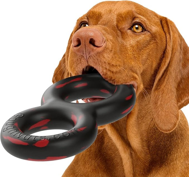 Goughnuts — Dog Toys for Aggressive Chewers | Virtually Indestructible Pull Toy for Medium Breeds Such as Pit Bulls and German Shepherds | Heavy Duty Tug Dog Toy | Black