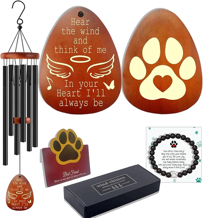 Dog Memorial Gifts, 26" Pet Memorial Wind Chime, Gifts for Loss of Dog, Dogs Wind Chimes, Pets Loss Passing Away Remembrance Bereavement Gift, Sympathy Gifts of Pet