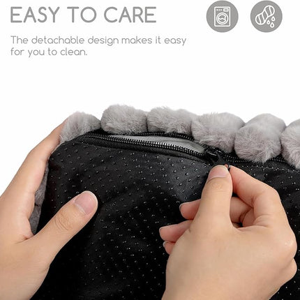 Hollypet Fluffy Plush Pet Cat Couch Soft Calming Pet Sofa Beds for Medium Small Cats and Dogs, Dark Gray