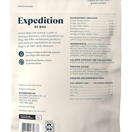 Amazon Brand - Wag Expedition Human Grade Organic Biscuits Dog Treats, Non-GMO, Peanut Butter, 10oz