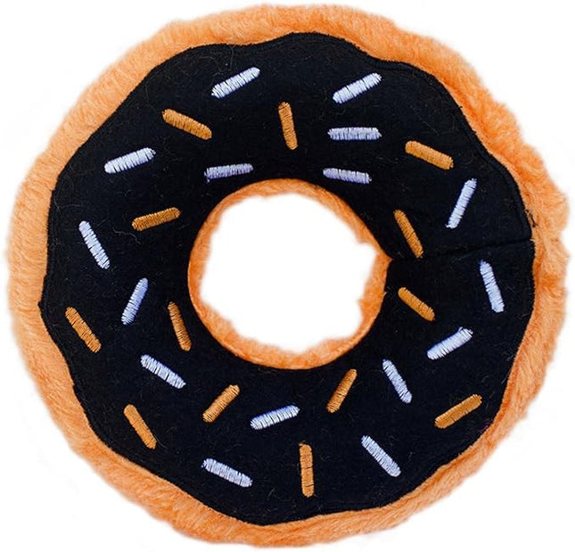 ZippyPaws Donutz - No Stuffing Dog Toys to Keep Them Busy, For Small and Medium Dogs, Squeaky Pet Toy for Boredom, Unstuffed Chew Toy, Soft Plush Puppy Products, Funny Food Toy - Pumpkin Spice Donut