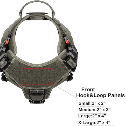 ICEFANG Tactical Dog Harness, Medium Size,2X Metal Buckle,Working Dog MOLLE Vest with Handle,No Pulling Front Leash Clip,Hook and Loop Panel (Green,M (Pack of 1))