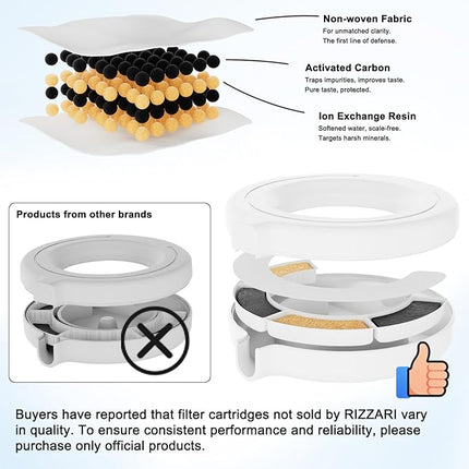 RIZZARI Dog Water Dispenser Bowl: 8L Large Black Stainless Steel Automatic Pet Dispenser with Triple Filter and Specialized Brush - for Senior Dogs with Joint Problems in Garage Garden