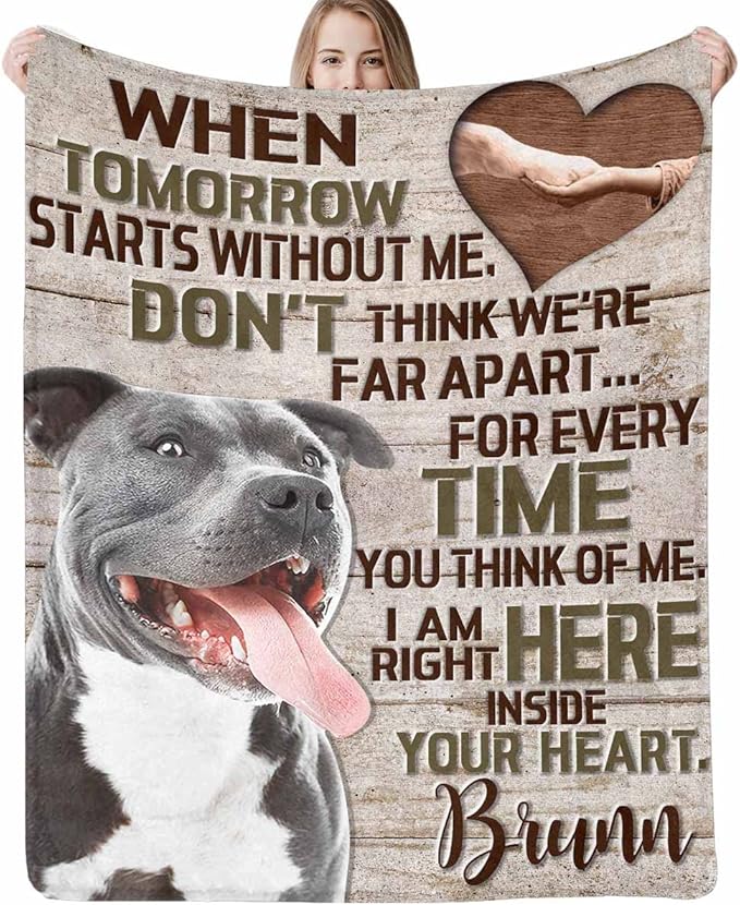 Artsadd Personalized Dog Memorial Blanket with Dog Pictures & Name - Custom Pet Memorial Blanket, Sympathy Remembrance Made in USA