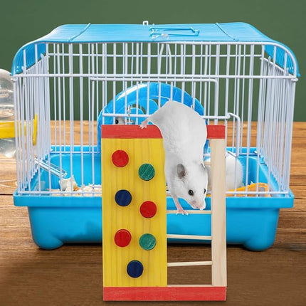 Hypeety Pet Hamster Colorful Wooden Climbing Wall and Ladder Molar for Dwarf Hamster Gerbil Rat Small Animal Toy Yellow