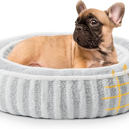 Dog Bed Medium Size Dogs, Washable Large Cat Beds for Indoor Cats with Anti-Slip Bottom, Supportive Soft Calming Sleeping Pet Bed for Puppy and Kitten, 25 inches, White