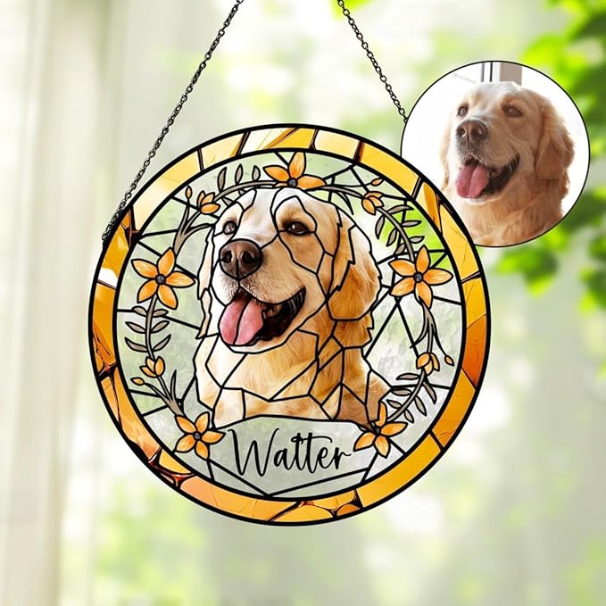 Custom Dog Portrait Stained Glass Light Catcher, Pet Memorial Stained Glass Photo Light Catcher, Staineds Glass Dog Memorial, Loss of Dogs Sympathy Gift Personalized, Pet Loss Gift /3