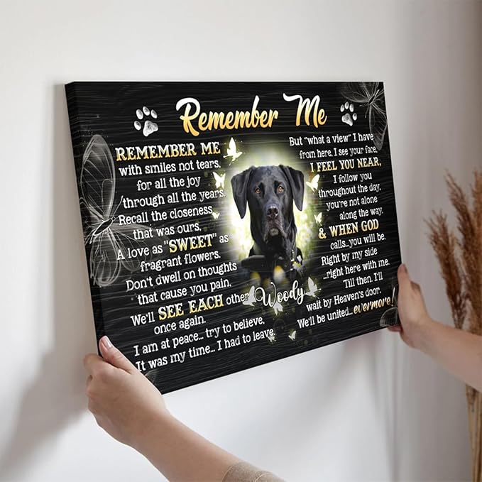 Dem Canvas Personalized Photo Canvas Prints, Dog Loss Gifts, Pet Memorial Gifts, Dog Death Sympathy Gifts, Remember Me, Dog Cat Passing Away Loss Gift Dog Grieving Gifts (24x16)