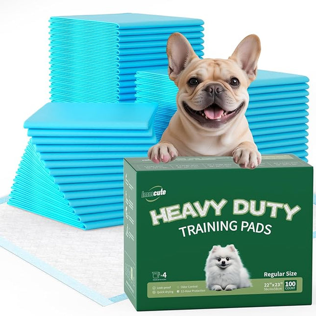 IMMCUTE Heavy Duty Puppy Pee Pads 22"x23"-100 Count | Dog Pee Training Pads Super Absorbent & Leak-Proof | Disposable Pet Piddle and Potty Pads for Puppies | Dogs | Doggie| Cats | Rabbits