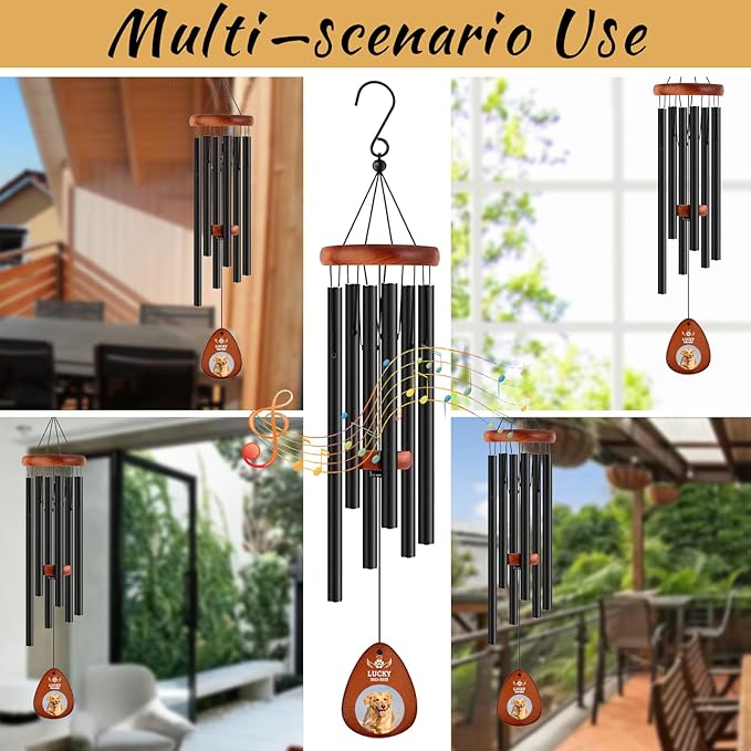 Personalized Pet Memorial Wind Chimes - Dog Memorial Gifts for Loss of Dog,Dogs Remembrance Bereavement Gift,Custom Pet Loss Sympathy Gifts in Memory of Dogs Cats (Design 2)