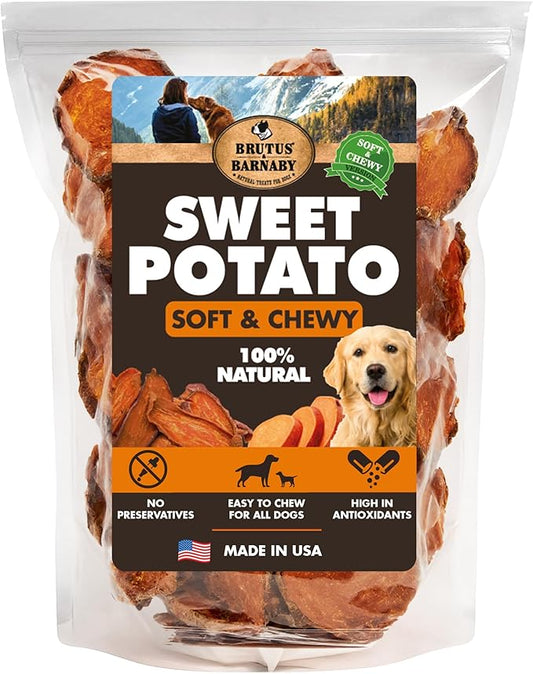 Sweet Potato Slices For Dogs - Soft & Chewy - Single Ingredient Dog Treats, Healthy 100% Natural Sweet Potato Dog Treats With No Added Preservatives - Softer & Great For Puppies Or Senior Dogs (8oz)