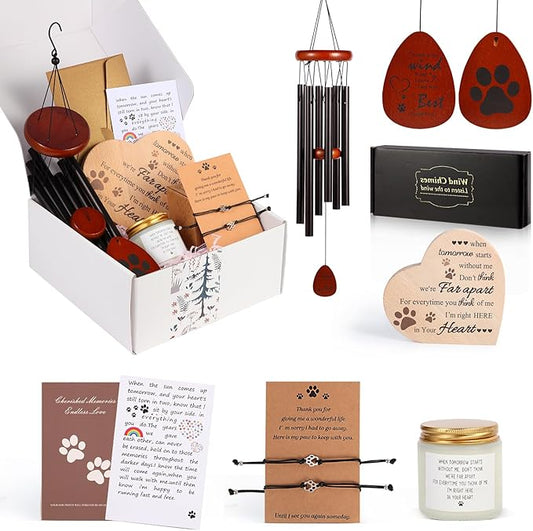 Pet Memorial Gifts for Loss of Dog Cat, Sympathy Gift for Pets Loss, Pet Memorial Wind Chimes, Dog Passing Away Bereavement, Remembrance Gift Basket for Friends Family