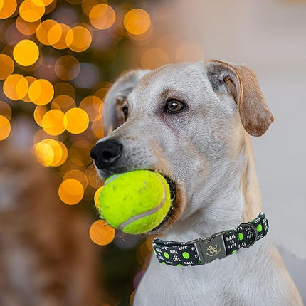Elegant little tail Dog Collar, Holiday Pet Collar Boy Dog Collar Durable Dog Collars Ball Print Soft Pet Gift Adjustable Dog Collar for Small Medium Large Dogs