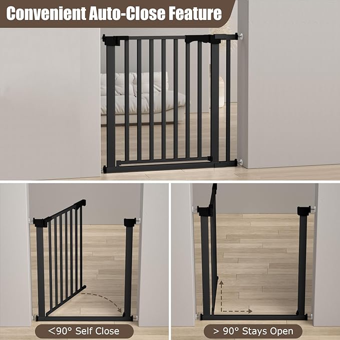 41" Extra Tall Baby Gate for Big Dog No Jumping Over,54.7-63.0" Wide Pet Safety Gate Indoor for Doorways No Drilling,Auto Close Child Puppy Gates for Stairways Pressure Mounted (Black)