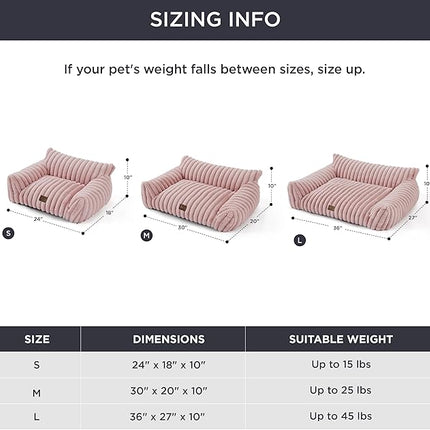 Bedsure Cute Cat Couch for Pets - Fluffy Cat Sofa with Premium Soft Corduroy Fleece, Fuzzy Pet Couch Bed with Removable Washable Cover, Supportive Chair for Indoor Cats, 24inch, Blush Pink
